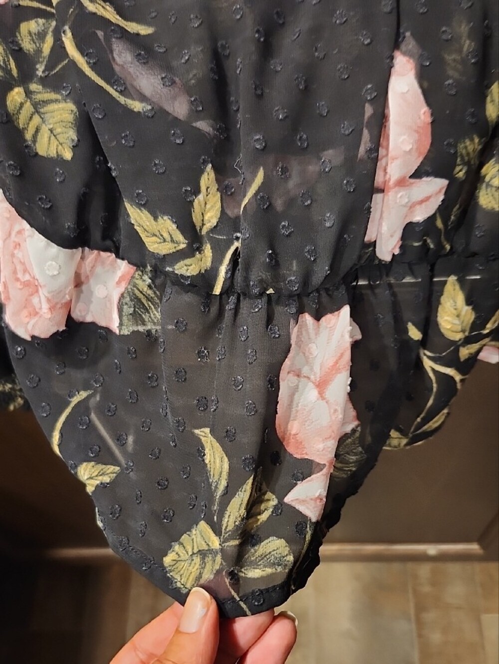 Dynamite Black Blouse with Pink Rose Print - Picture 7 of 8